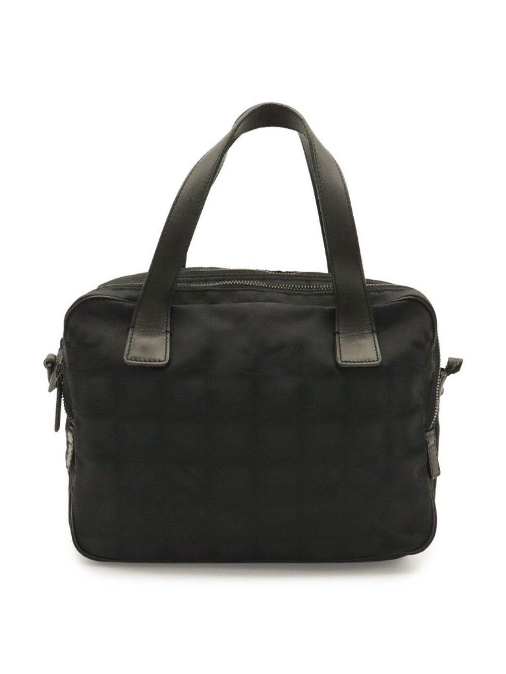 Chanel New Travel Line Handle Tote Mini Bag Nylon Jacquard Leather Black